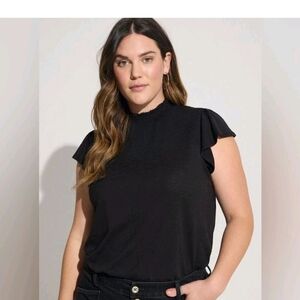 Torrid Womens Black Ruffle Sleeve Blouse Relaxed Fit Size 2 (Womens Size 18-20)